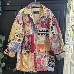 Sacred Thread Quilted Patchwork Women's Jacket in Multicolor